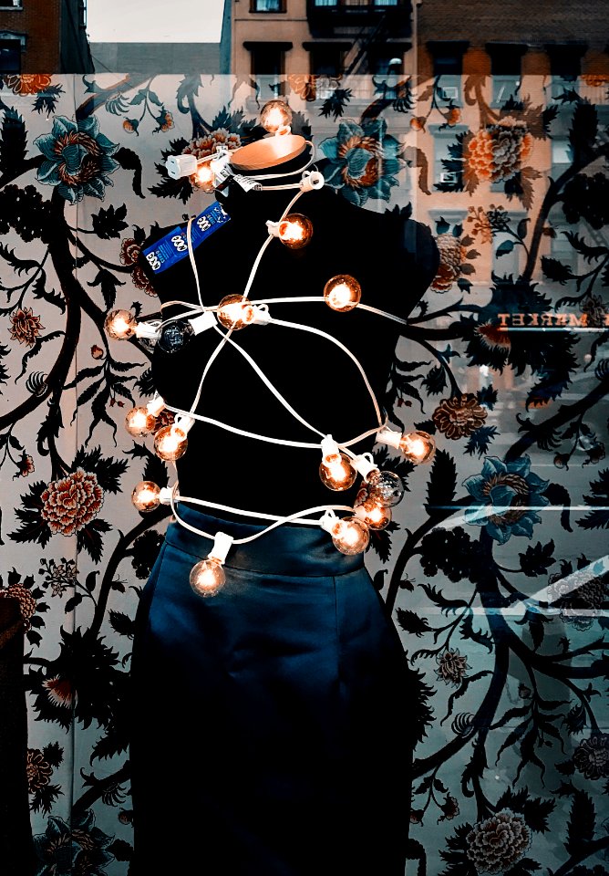 mini lights on mannequin