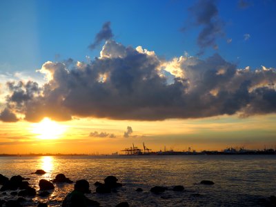 Clouds, Ocean, Port