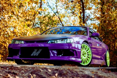 Bus, Sports car, Autumn