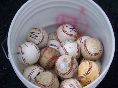 Sports bucket of balls game photo