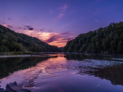 Twilight evening sky river photo