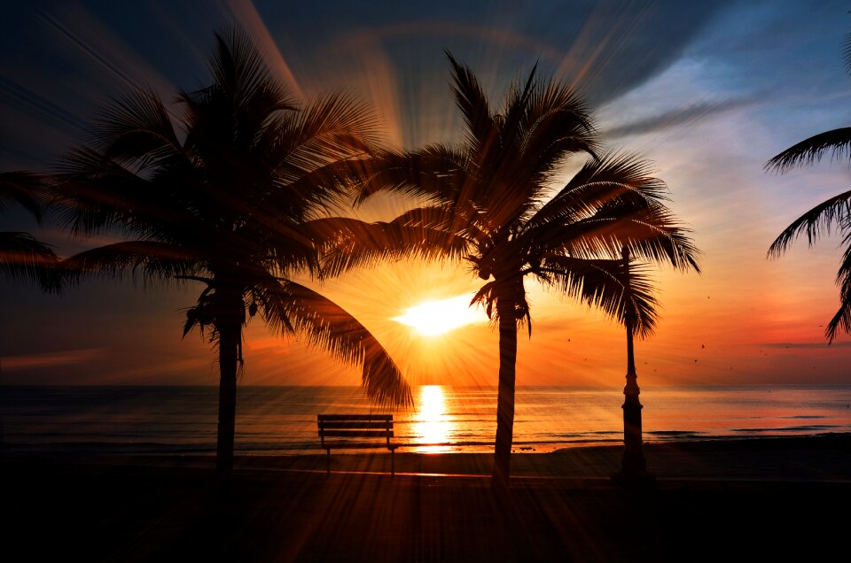 Beach sunset ocean sea