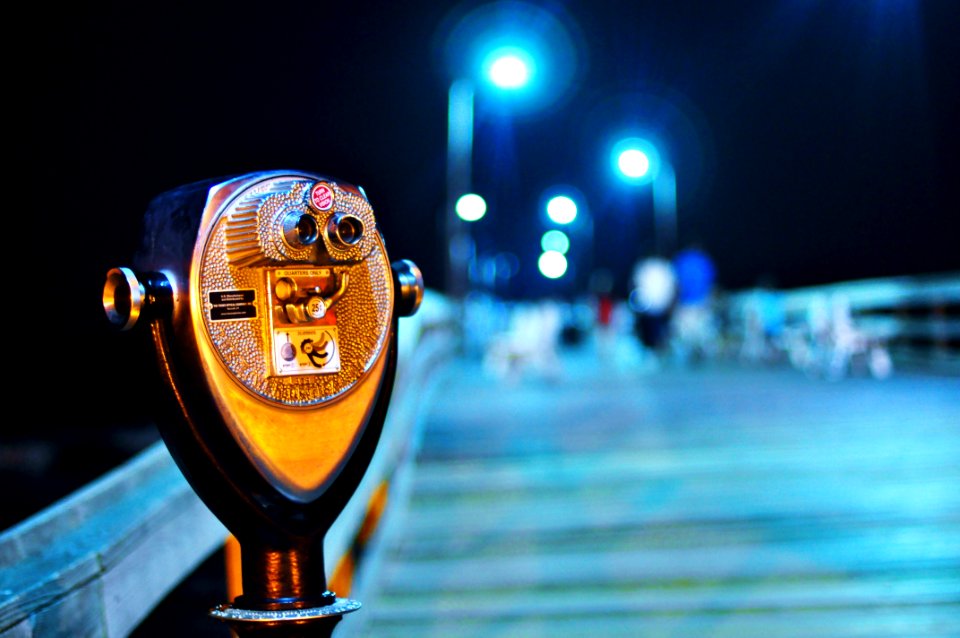 Ocean, Binoculars, Dock