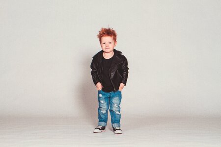 Punk leather jacket boy photo