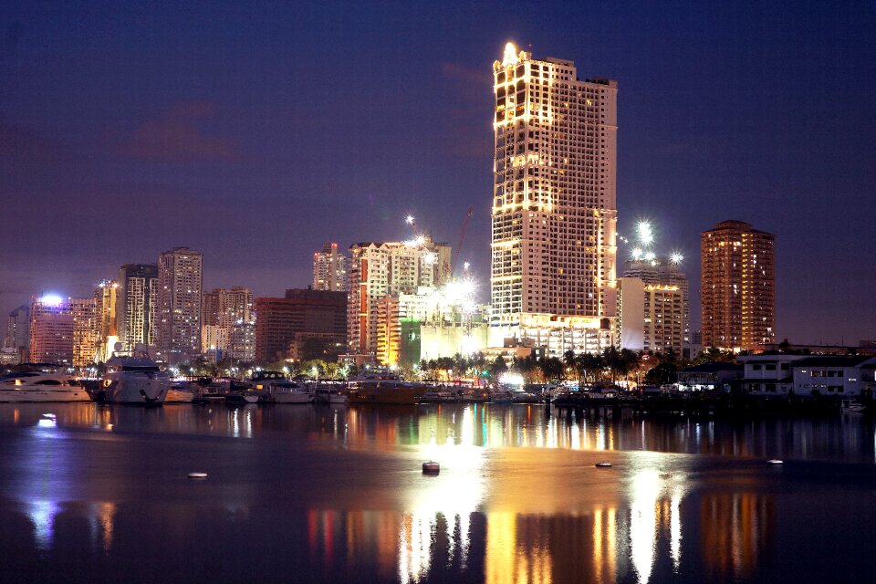 Night skyscraper city
