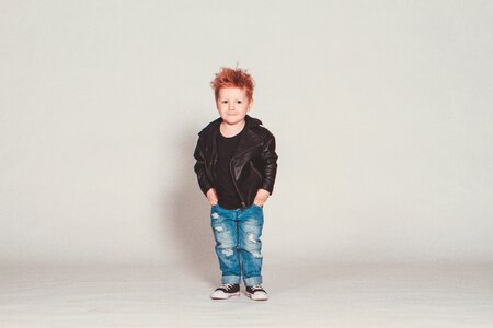 Punk leather jacket boy photo