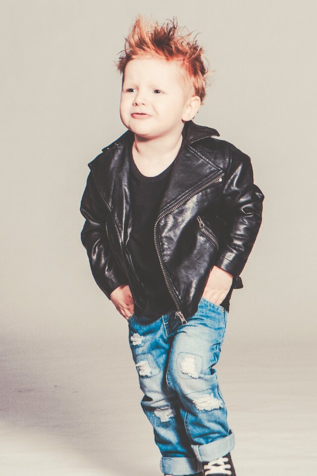 Punk leather jacket boy