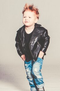 Punk leather jacket boy photo