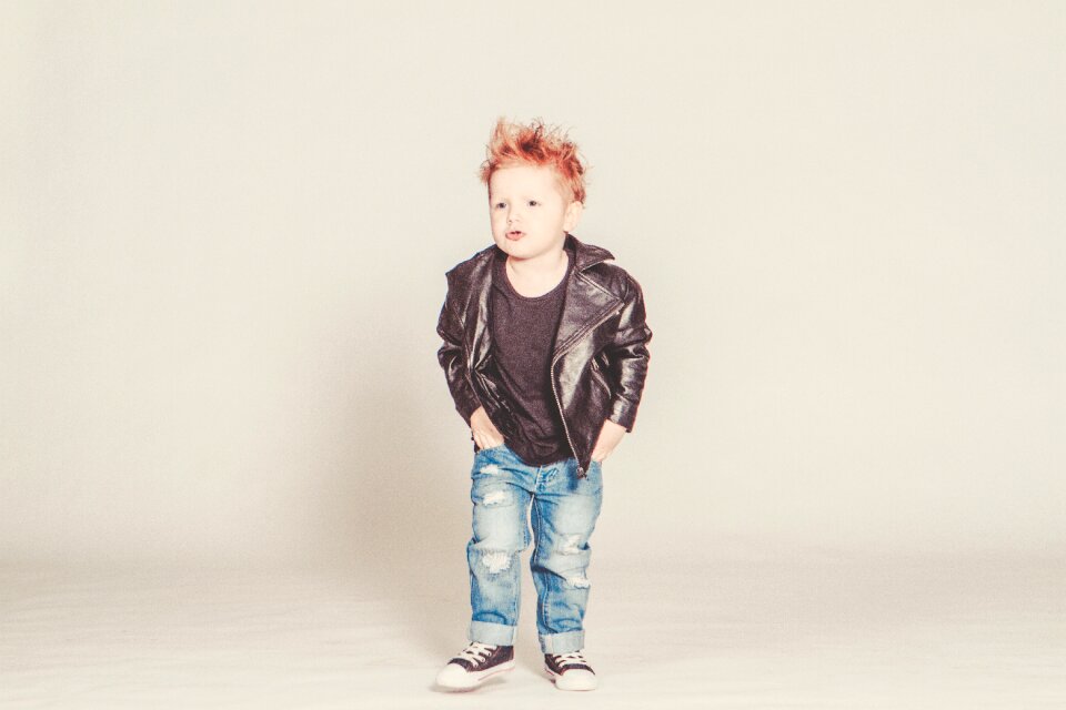 Punk leather jacket boy