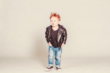 Punk leather jacket boy photo