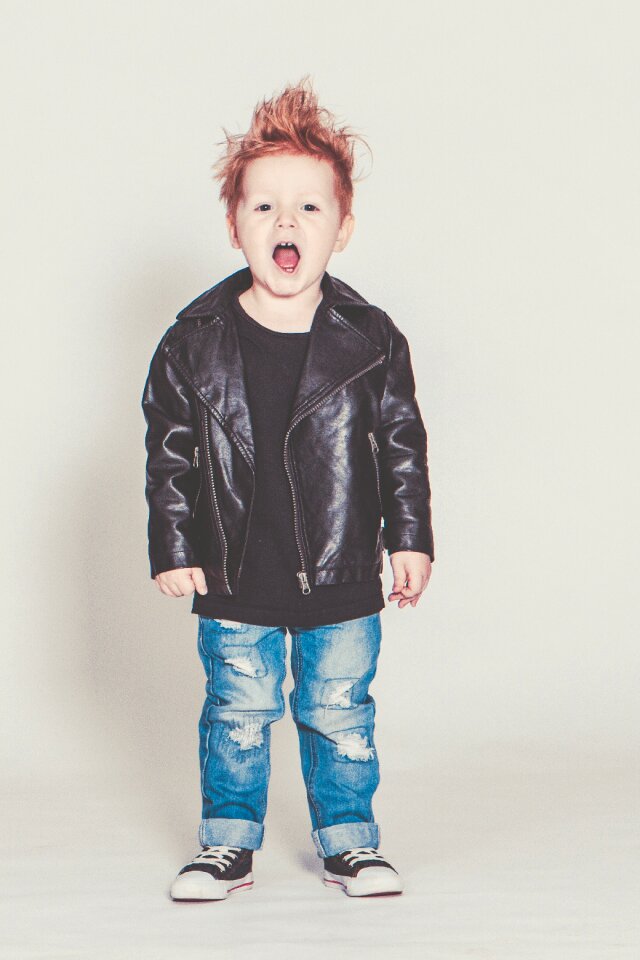 Punk leather jacket boy