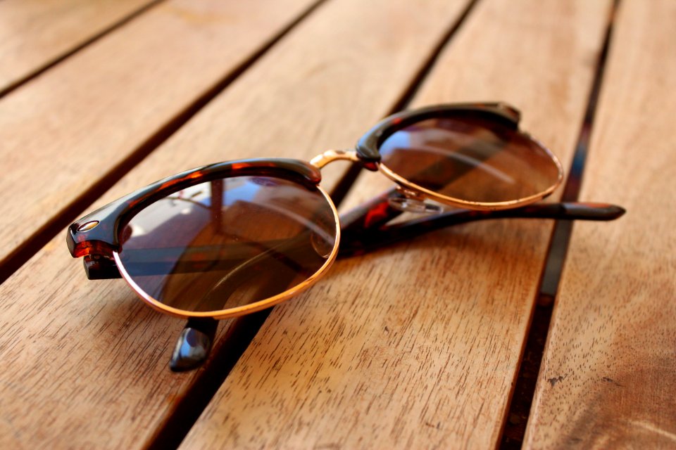 Sunglass, Table, Wood