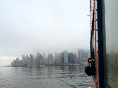 Ship, City, Fog
