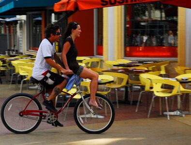 Girl cycling fun photo