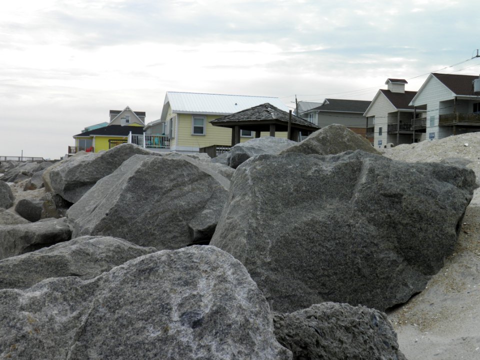 Houses, Beach, Rocks