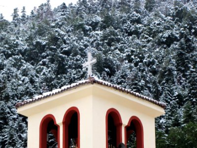 Trees, Snow, Church