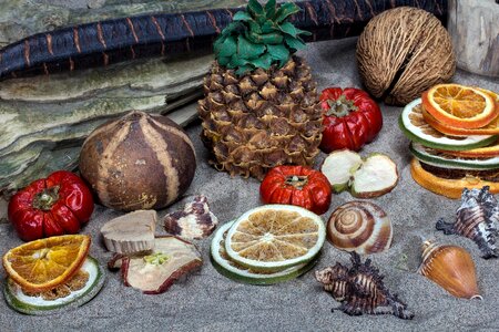 Citrus fruits pineapple mussels