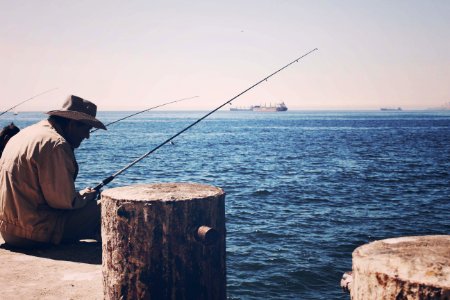 Old man, Ocean, Fishing