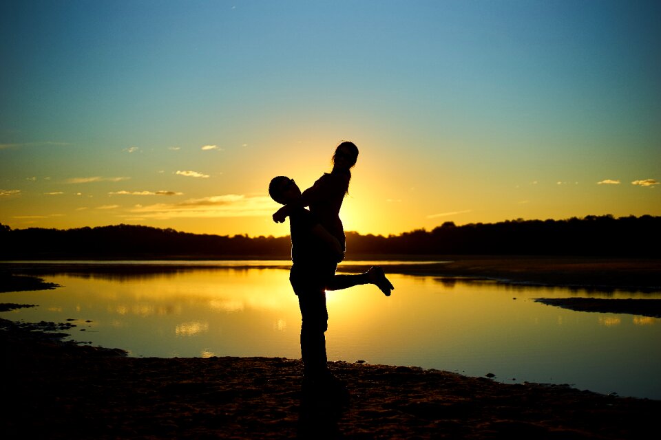 Couple hugging girlfriend romantic photo