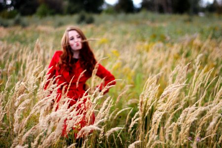 Beige, Red, Coat photo