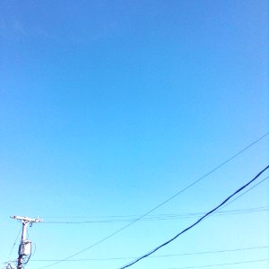 Power line, Sky, Blue