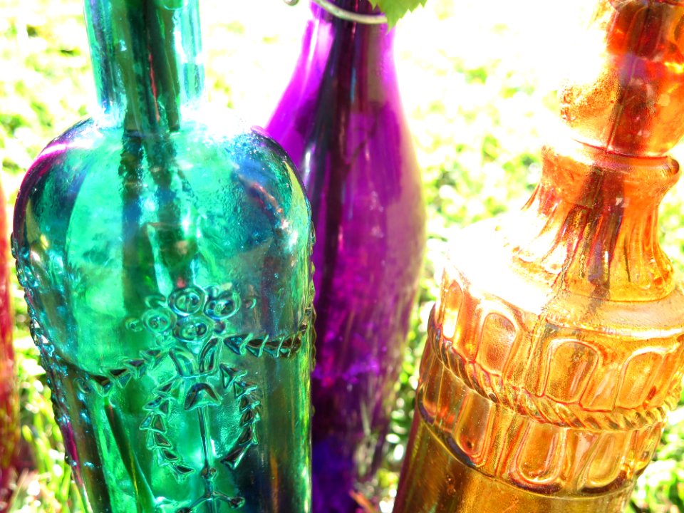 Vases, Colorful, Vintage bottles