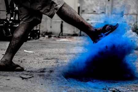 Shutter, Blue, Monochrome photo
