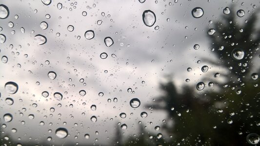 Window glass rain drops