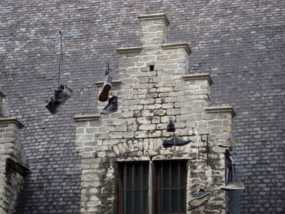 Ghent, Belgium, Hanging shoes