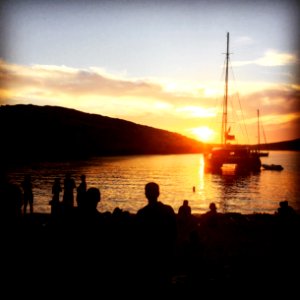 Sunset, Beach party, Boat