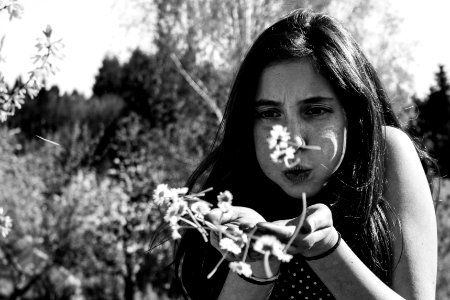 Girl, Portrait, Flower