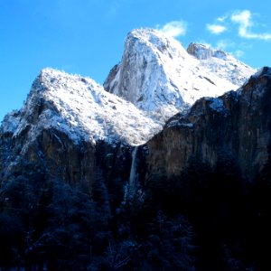 Yosemite valley, Rock, Waterfall