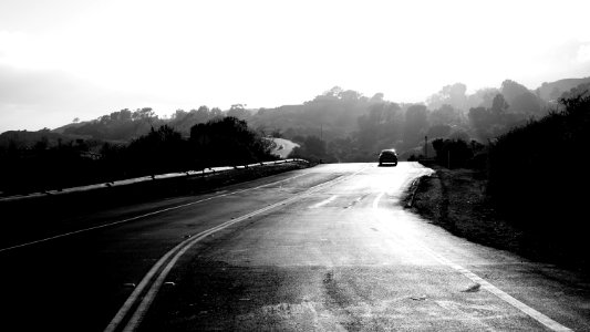 Black  white, Car, Cliff