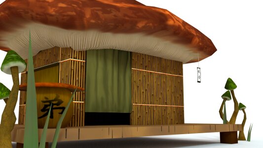 Mushroom world mushroom hut mushroom 3d
