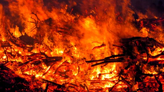 Flame wood fire burn photo