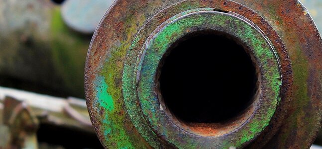Military training area old tank tank pipe opening