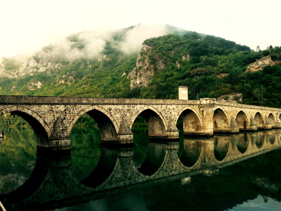 Aqueduct on a river 