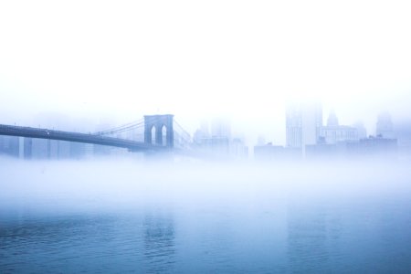 Brooklyn Bridge Sunrise Fog photo