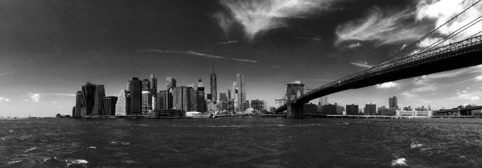 City black and white bridge photo