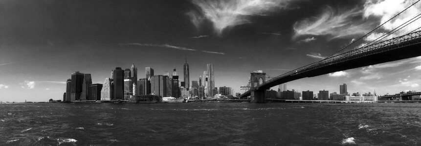City black and white bridge photo