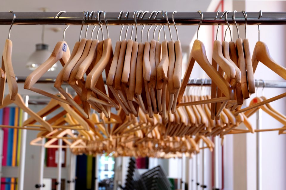 Clothes hangers on railing 