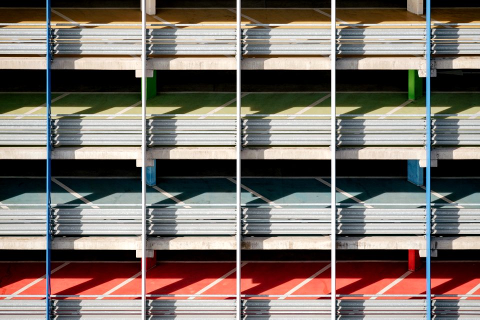 Colorful parking garage ramps 