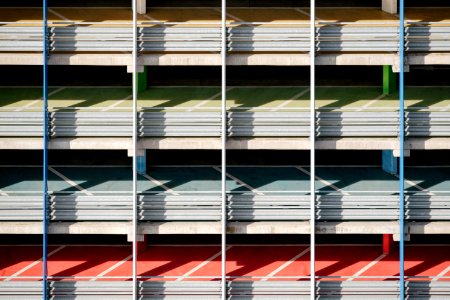 Colorful parking garage ramps 