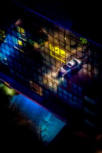 Docklands car building reflection photo