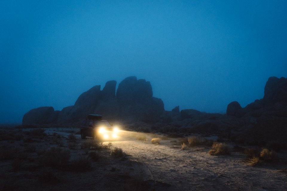 Early morning driving through the Alabama Hills 