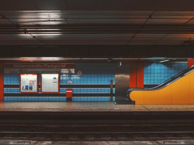 Empty subway platform photo