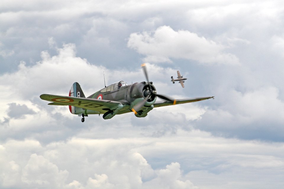 French Curtiss P-36 Hawk on takeoff 