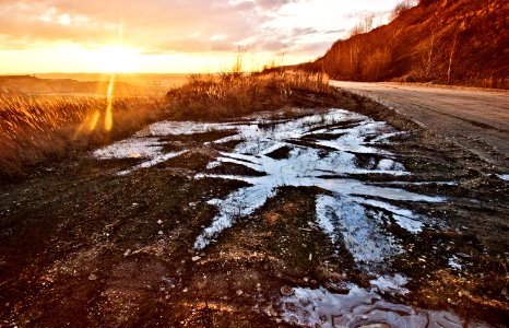 Frozen Tire Marks Sunrise