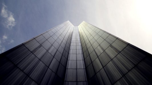 Gray skyscraper facade 