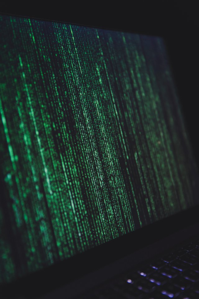 Green Matrix rain on a screen 